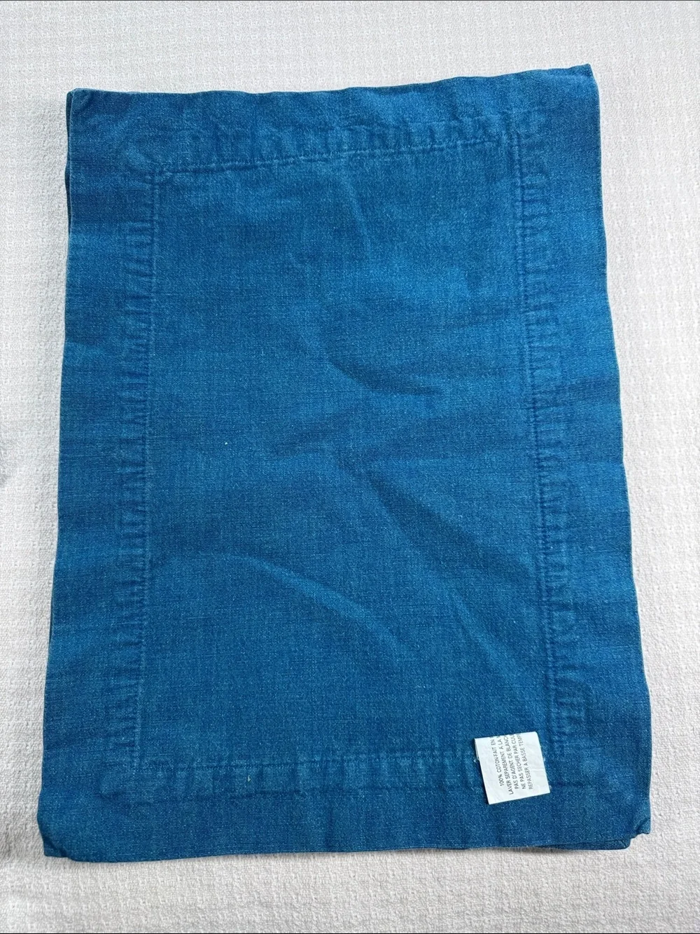Blue and teal color block placemats with blue napkins 100% cotton made in India